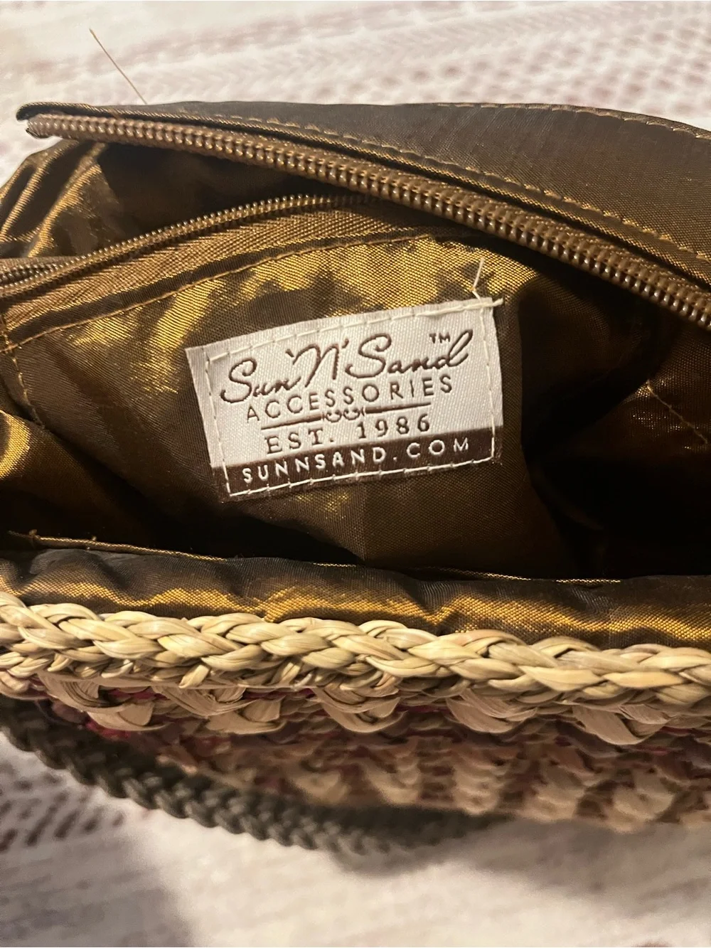Woven Straw Crossbody Bag in Natural and Burgundy